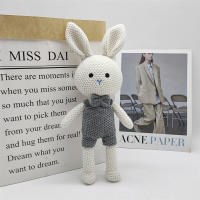 Muñeco De Lana De Conejo Hecho a Mano Juguetes De Peluche Almohada De Cuddle Para Bebés Alivio Del Sueño Pareja De Conejos Tejidos Unisex - details 5