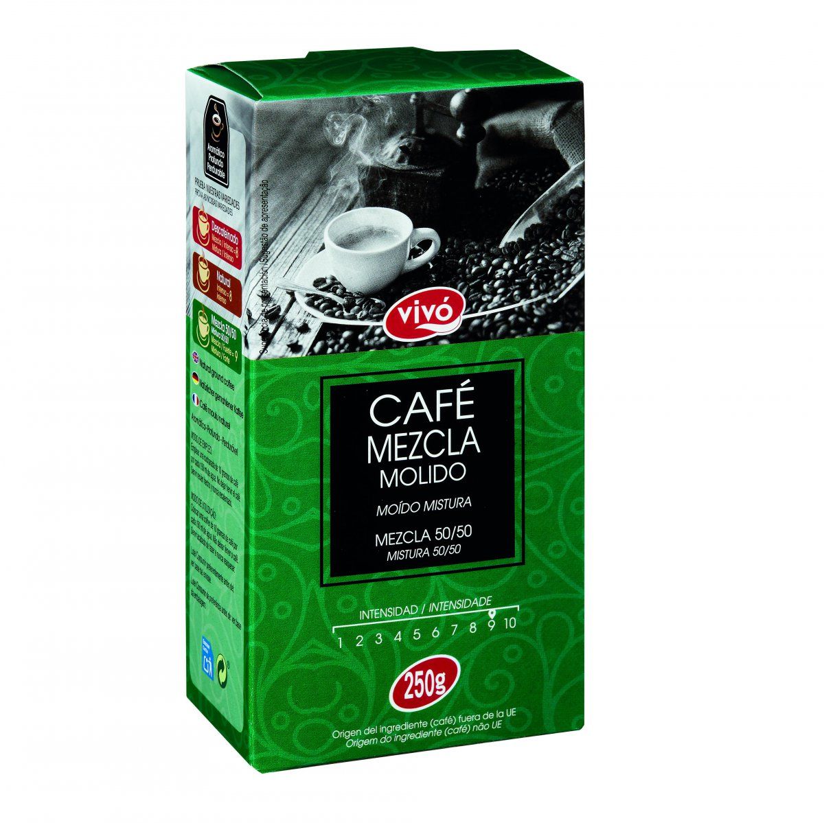 PACK AHORRO de 12 paquetes de Café molido mezcla 50/50 VIVO 250 G
