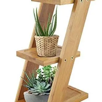 Staircase Succulent Plant Shelf Bamboo Flower Pot Rack Flower Shelf Flower Pot Display Stand Indoor Outdoor Stable 3 Tier 25 x 18 x 9.2cm - 1
