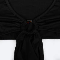 Vestido Largo De Cintura Alta Con Capucha Y Manga Larga En Color Sólido 2024 Primavera Vestido Slimming Con Espalda Descubierta Y Cuello En V Para Mujer - details 9