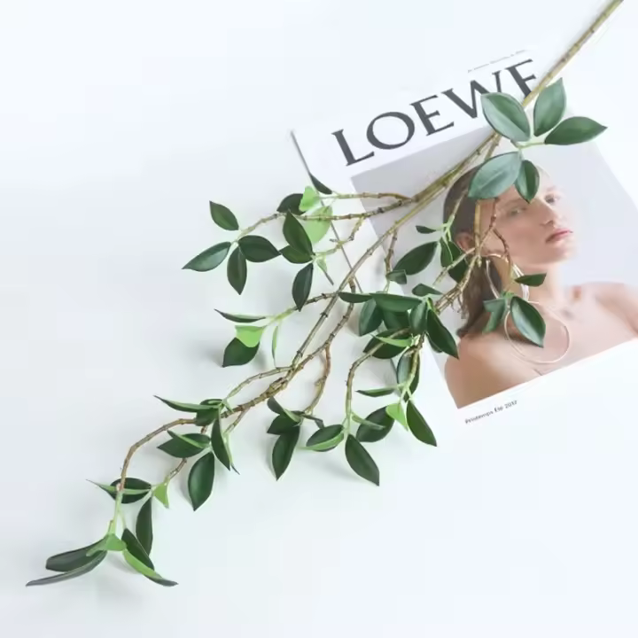 Rama Artificial De Árbol Larga Verde Flores Falsas Para Decoración De Sala De Estar Hogar Bodas Tablas De Comida Decoración De Pared Propuestas Fotografía - 1