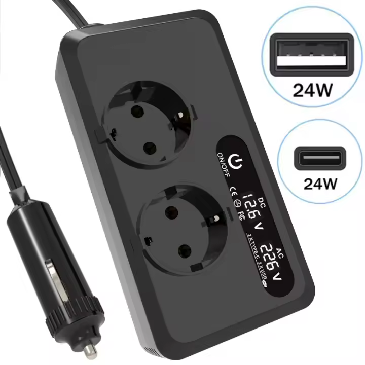 200W DC 12V a AC 220V 2X Puertos USB 2X Tipo C Convertidor Automático - 1