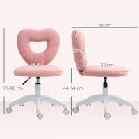 Silla de Oficina Silla giratoria de oficina en casa con respaldo en forma de corazón, sin reposabrazos Silla de Lana Teddy regulable en Altura para estudio, Pink - details 6