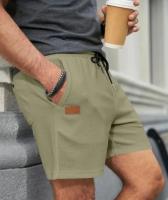 Shorts De Entrenamiento Para Hombres Verano 2024 Color Sólido Algodón Lino Transpirable Pantalones Sueltos Deporte Al Aire Libre - details 2