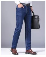 Pantalones De Mezclilla Negra Azul Para Hombre 2025 Primavera Moda Clásica Slim Straight Business Ropa Masculina Denim Pantalones De Mediana Elasticidad Tatting mid Waist Full Length Para Todas Las Estaciones - details 9