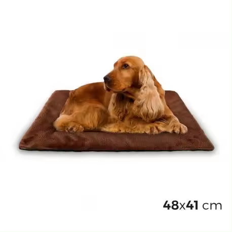 Mediawavestore Cama de Terciopelo Suave para Perros Medianos 48x41cm Marrón Cálido - 1