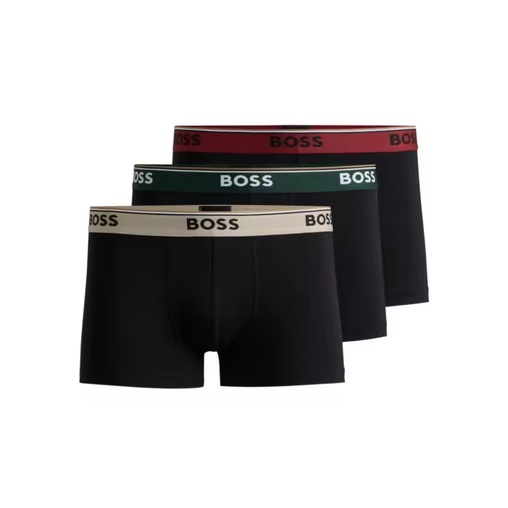 Bóxer Boss Power -3 Pack- Cotton Stretch (Negro Cint. Beige, Granate y Verde) - 1