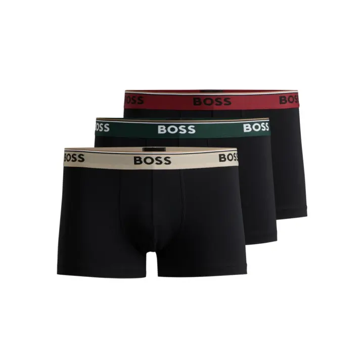Bóxer Boss Power -3 Pack- Cotton Stretch (Negro Cint. Beige, Granate y Verde) - 1