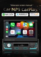 Reproductor Multimedia MP5 De 7 Pulgadas Con Android Auto Y CarPlay Retráctil 1DIN Pantalla HD Inalámbrica Bluetooth FM USB AUX Para Coche - details 0