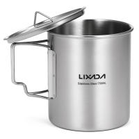 LIXADA Taza De Acero Inoxidable Portátil De 750ml Con Tapa Y Manija Plegable Para Camping Cocina Picnic Deportes Al Aire Libre - details 51