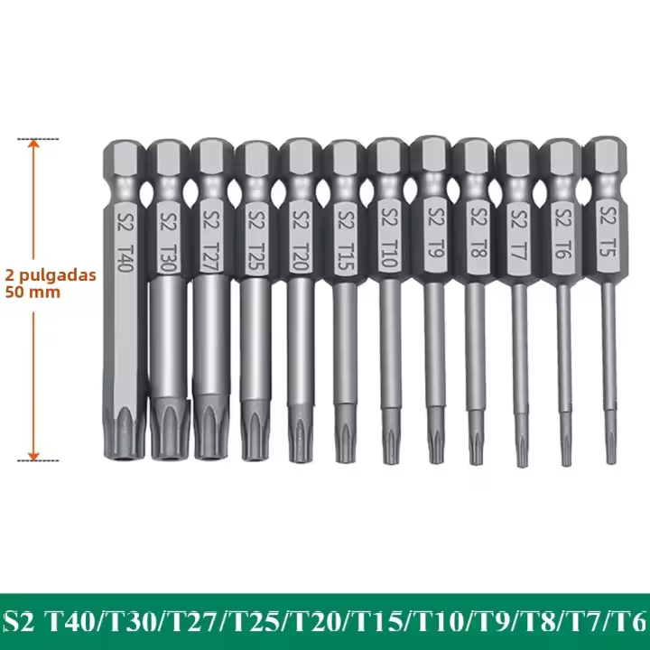 Juego De Destornilladores De Cabeza Torx Seguridad Con Taladro 4 Pulgadas Longitud S2 Acero 11/12pcs Torx Head 1/4 Pulgada Magnético - 1