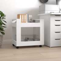 vidaXL Carrito de escritorio madera contrachapada 60x45x60 cm en color Blanco/Blanco brillante/Roble ahumado y más | estructura resistente ideal para salón dormitorio o estudio - details 0