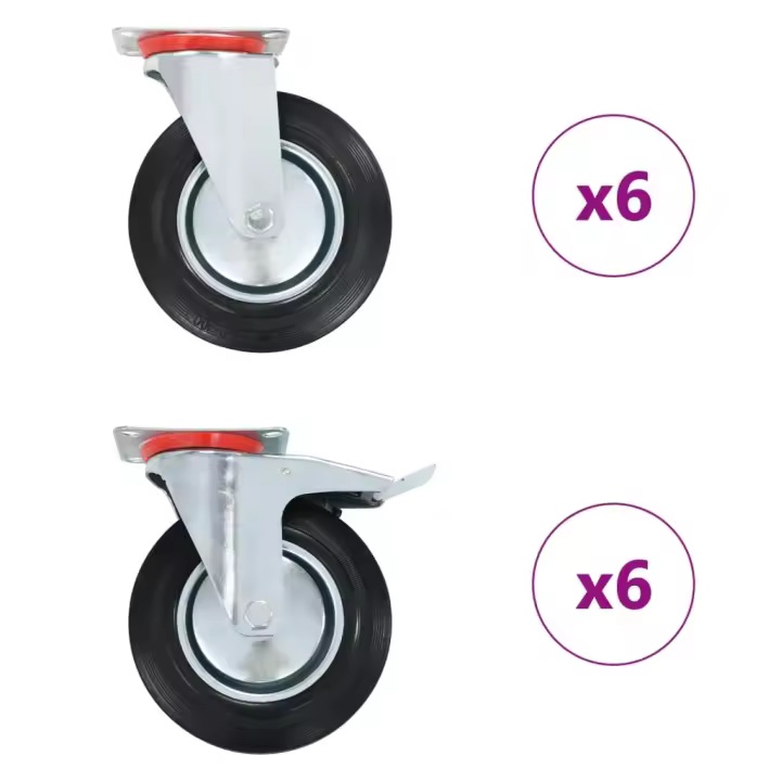 vidaXL Ruedas giratorias unidades 200 mm en  12 uds o 8 uds - 1