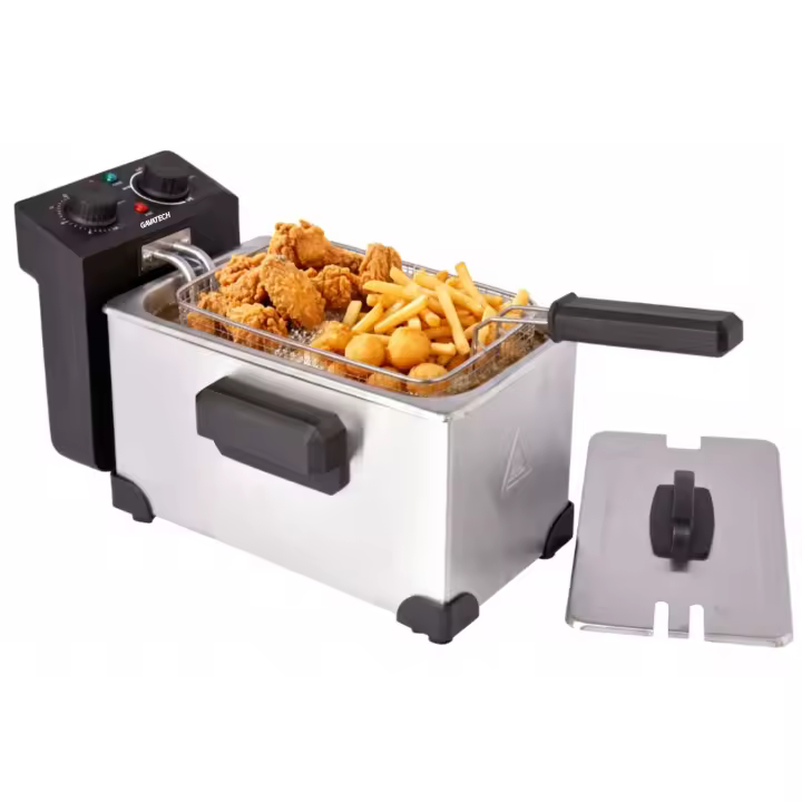 GAVATECH Freidora Eléctrica de 3 Litros en Acero Inoxidable, 2000W, Control de Temperatura Ajustable y Cesta con Mango Frío al Tacto, Fácil Limpieza. - 1