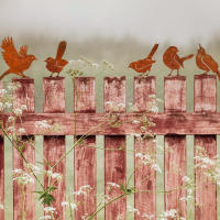 Juego De 5 Ornamentos De Pájaros Rusticos Para Jardín Estatuas De Metal Siluetas Para Decoración De Jardines Al Aire Libre En Vallas Y Ramas - details 6