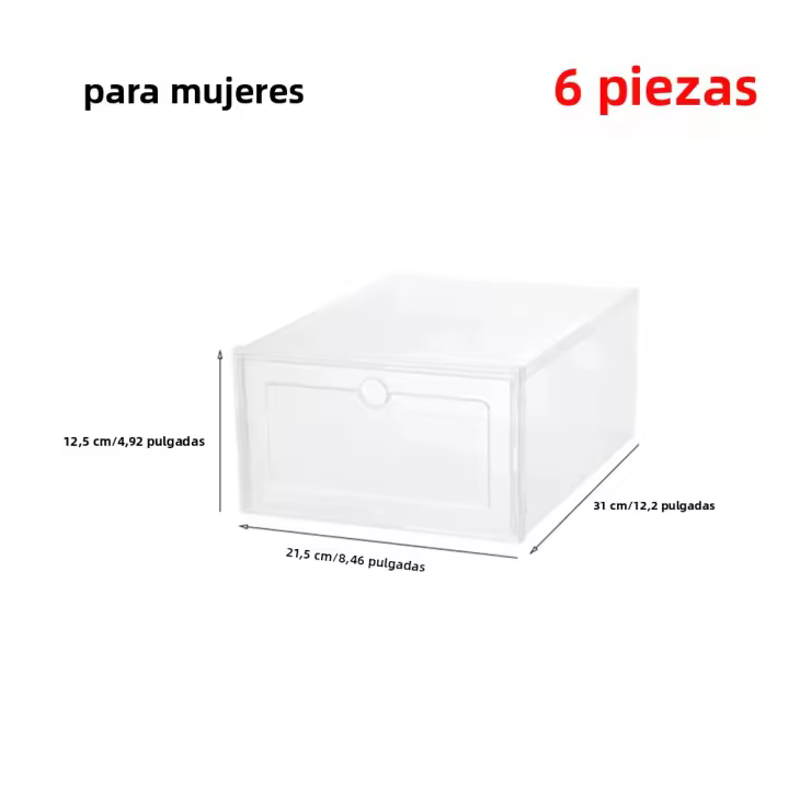 Caja De Almacenamiento De Zapatos Transparente Y Engrosada 6pcs Resistente a La Polvo Y Humedad Organizador De Zapatos Plegable Y Piledrillable Para El Hogar - 1