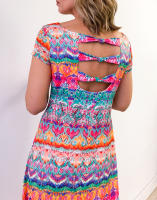 Vestido VICTORIA MORENO Corto de Punto Seda Estampado étnico Multicolor - details 0