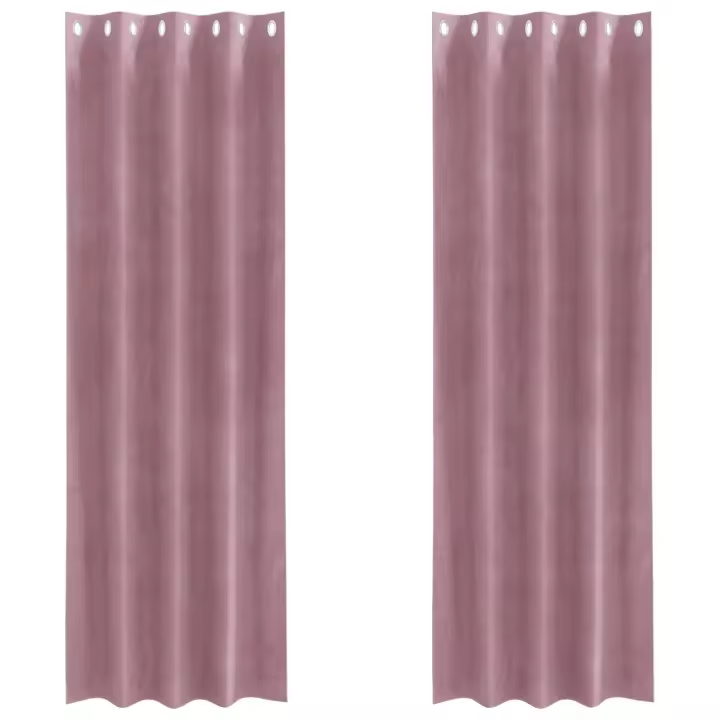 Cortinas Opacas  con Ojales 2 pcs de Terciopelo Rosa Oscuro - 1