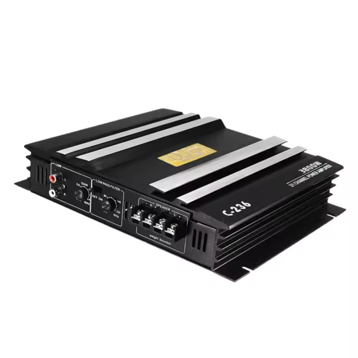 AMPLIFICADOR DE POTENCIA de Audio estéreo para coche, C-236 de 3800W, 2 canales, aleación de aluminio negro, alta potencia, Subwoofer - 1