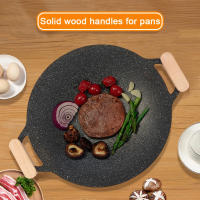 Sartén De Barbacoa De Madera Sólida Con Manija De Almacenamiento Portátil 2 Platos Para Salsa De Cocina Sartén Para Asador - details 2