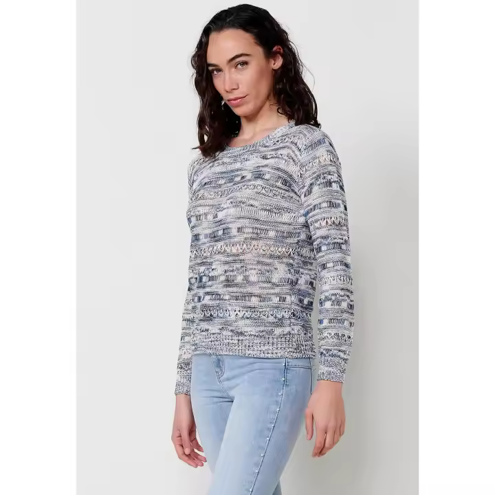 Koroshi Jersey tricot de manga larga y cuello redondo para mujer de color azúl - 1