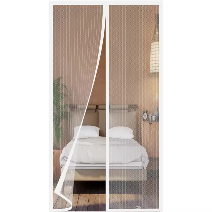 Mosquitera Puerta Magnetica 120x220 cm, Adecuado para Todos los Tamaños de Puerta de Balcón, Puerta de Salón, Puerta Corredera Exterior. Rayas Blancas - 1