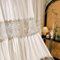 Cortinas Vintage De Encaje Transparente Para Habitación Y Sala De Estar Lujo Filtro De Luz Con Patrón De Flores Montaje En Techo - details 0
