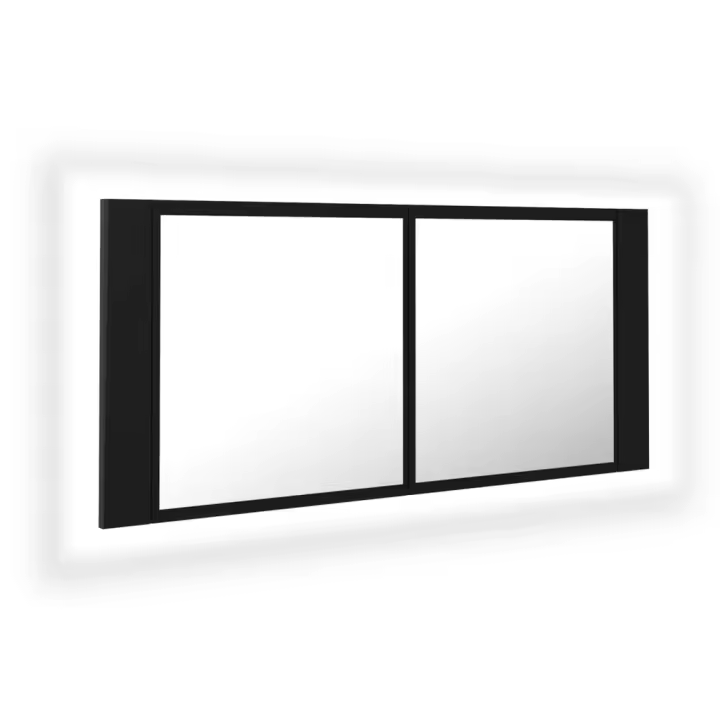 Espejo de baño con Luz LED acrílico Negro 100x12x45cm - 1
