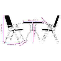 vidaXL Juego de comedor de jardín 3 pzas malla metálica gris antracita - details 7
