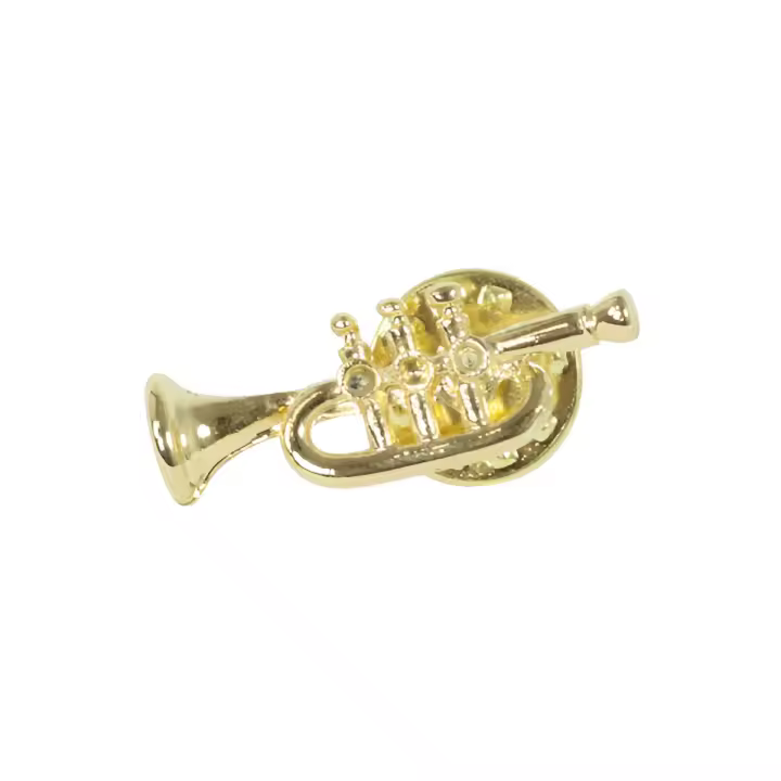 pin trompeta ftp001 color dorado medida: 2,7cm. - 1