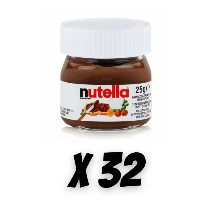 Nutella Mini Tarro 25g Especial Candy Bar  FECHA 11/2025 Crema de Avellana y Cacao Original  Ideal para Comuniones, Bodas, Cumpleaños y Regalos Personalizados - 1