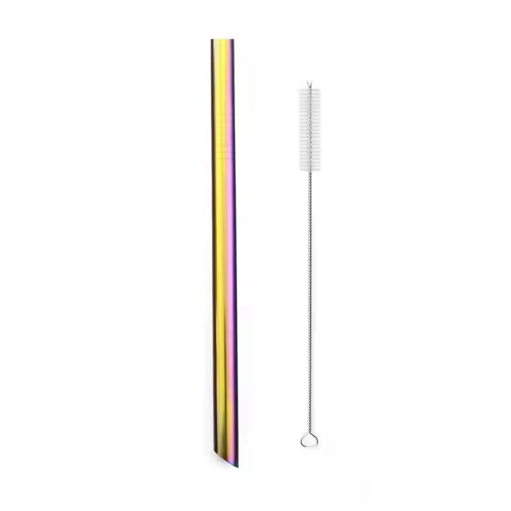 1Pcs Tenacilla De Acero Inoxidable Reutilizable Para Bebidas Ancho 12mm Set De Tenacillas De Metal Para Té De Burbujas Con Cepillo De Limpieza - 1