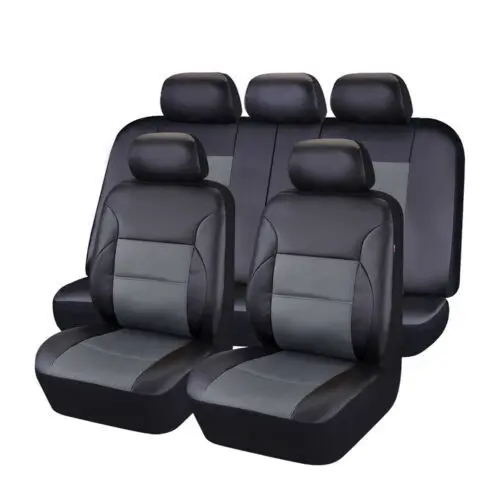 Funda de asiento de cuero sintético para Coche de 5 plazas, universal, con las costurastipo sándwich y Arco. - 1