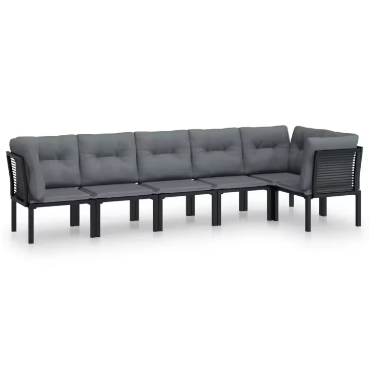 vidaXL Juego de muebles de jardín 6 pzas ratán sintético negro y gris - 1