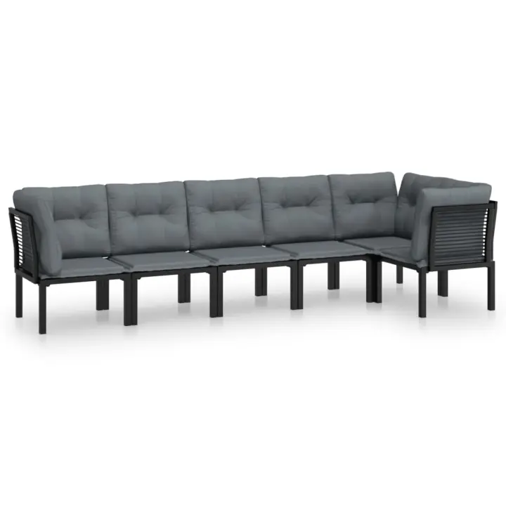 vidaXL Juego de muebles de jardín 6 pzas ratán sintético negro y gris - 1