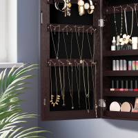 Espejo Joyero de Pared sin Marco con Cerradura, Incluye 2 Organizadores de Cosméticos y Llaves, Blanco o Marrón - details 15