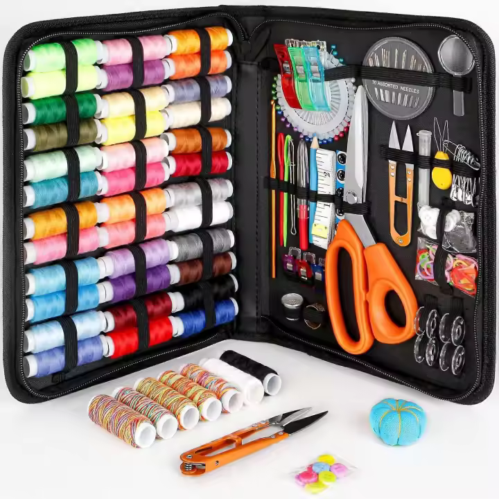 Kit de costura para adultos, accesorios de suministro de costura profesional con tijeras a la herramienta, Hilo 43XL, 30 Agujas y más - 1