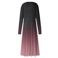 Vestido De Mujer Estilo Vintage Elegante Con Estampado Gradiente Cuello Redondo Manga Larga Ajustado Vestido De Otoño Moda Nueva - details 23