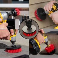 4 piezas cepillo de limpieza de taladro, cepillo para taladro coche azulejo alfombra bañera cocina inodoro rojo - details 1