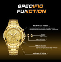 Reloj De Pulsera De Lujo Para Hombre WWOOR 2024 Marca Top Cronógrafo Dorado Grande Reloj De Pulsera De Acero Inoxidable Resistente Al Agua Y Al Choque Con Manos Luminosas Y Marcadores Arábigos - details 4
