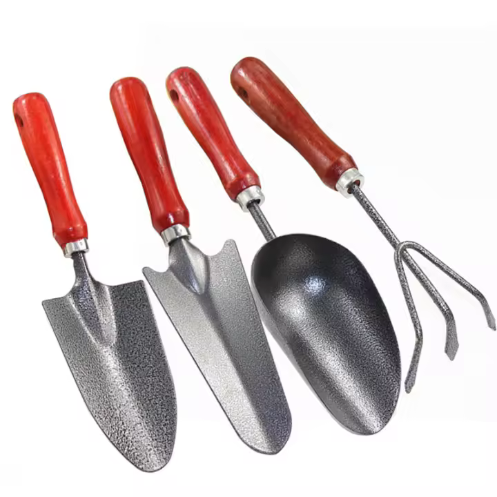Juego de herramientas de jardinería de tres piezas, juego de cuatro mini palas para pintar, para plantar flores en macetas y verduras en el jardín. - 1