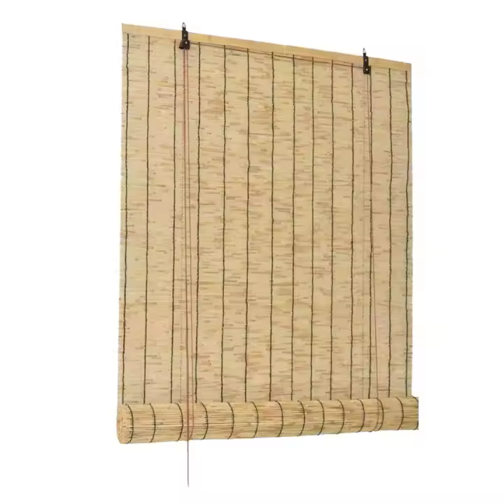 Estor enrollable efecto bambú,Persiana enrollable de Junco,Cortinas Opacas Transpirables Persiana Enrollable Para Ventanas,adecuadas para interiores y exteriores,variedad de medidas. - 1