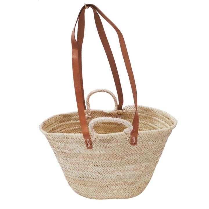 Pack Ahorro 2 Capazos Playa Básicos con Asas y Tiras Palma Natural Medidas 48 cm de Largo x 36 cm de Alto x 20 cm de Ancho( 66 cm de Alto con Tiras Incluidas)