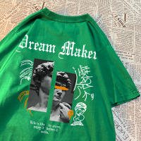 Camiseta De Algodón Para Hombre Dream Maker Brave Patrón De Escultura Vintage Cómoda Casual Para Pareja Camiseta Suelta Cuello Redondo - details 29