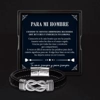 (Lo mejor) pulsera de cuero Joyería de Plata para helbres Regalos para Padres/abuelos Regalos para Navidad Regalos para San Valentín - details 4