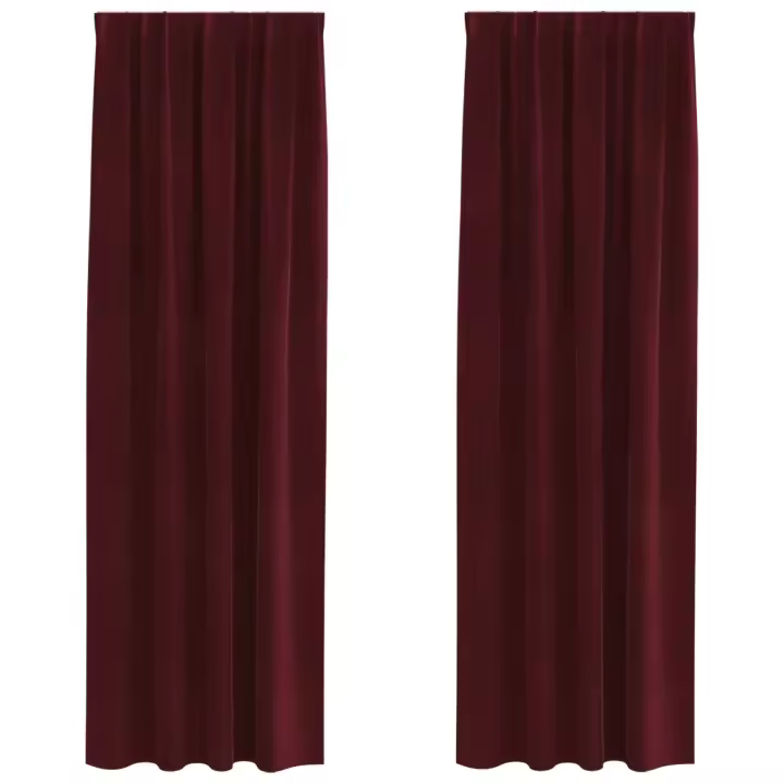 Cortinas Blackout vidaXL con cinta superior 2 piezas borgoña de terciopelo - 1