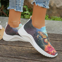 Zapatillas De Mujer Ligera Con Estampado De Mariposa Transpirable Y Tejida Para Primavera Verano Otoño Zapatos Casuales Sin Cordones Talla True - details 5