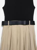 Vestido Largo Patchwork De Moda Para Mujer TRAFZA Verano Casual Cuello Redondo Sin Mangas Pleated Con Cinturón Elegante Vestidos - details 10