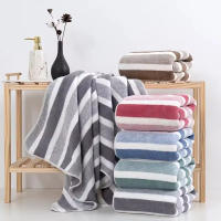Toalla De Baño De Microfibra Absorbente Y Suave Con Rayas Secado Rápido Para El Baño 1PCS Tela Tejida Libre De Químicos De Hebei - details 0