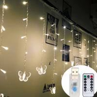 Luz De Cadena De Hielo LED 4M Con Mariposa USB Para Decoración De Navidad Pared Terraza Camping Color Blanco Cálido/Multicolor Incluye Control Remoto - details 0